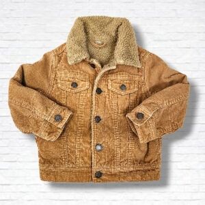 GAP Brown Corduroy Button Up Sherpa Lined Trucker Coat Size 3T